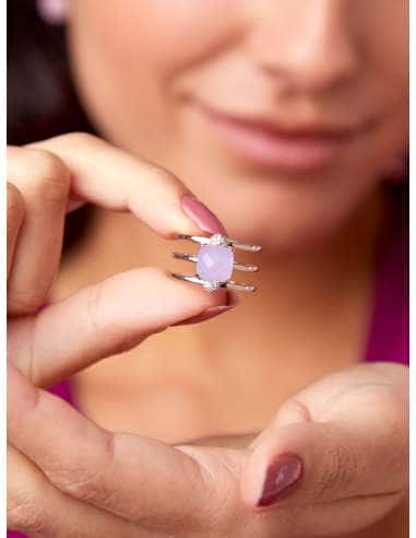 Anillo para Mujer Cristal Lavanda y Circonitas en Plata de Ley Rodio - Marea D03506/AT18