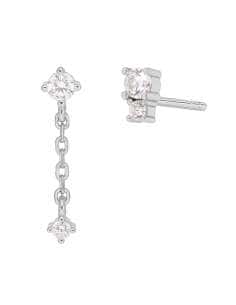 Pendientes asimétricos de plata de ley y circonitas - Marea D02501/BE
