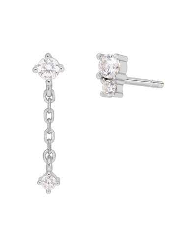 Pendientes asimétricos de plata de ley y circonitas - Marea D02501/BE