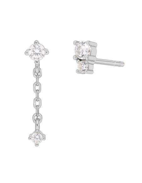 Pendientes asimétricos de plata de ley y circonitas - Marea D02501/BE