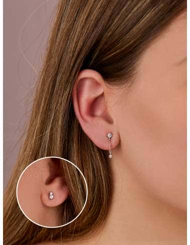 Pendientes asimétricos de plata de ley y circonitas - Marea D02501/BE
