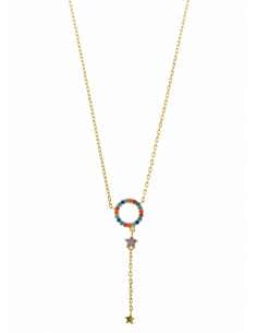 Collar para Mujer de plata círculo circonitas multicolor con estrellas multicolores - Salvatore 195C0072