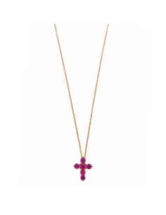 Collar para Mujer de plata Cruz circonitas color rubí - Salvatore 136C0346
