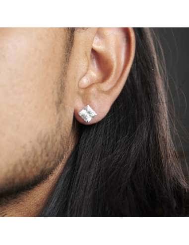 Pendientes Unisex con circonita cuadrada (5x5mm) - Plata 925