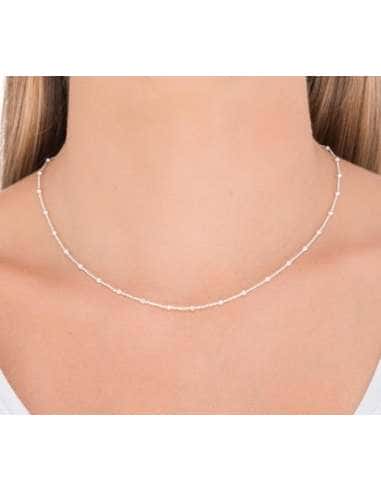 Cadena para Mujer de Plata de ley con eslabones y bolitas alternas - Plata 925