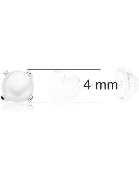 Pendientes para Niña de Plata y perlas (4mm de perla) - Plata 925