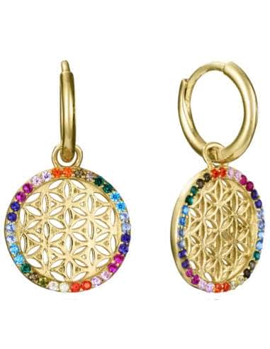 Pendientes para Mujer de Plata con baño de oro y colgante redondo con circonitas multicolor - Viceroy 15123E100-39
