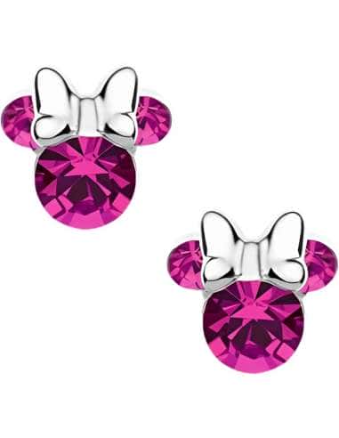 Pendientes para Niña Minnie Mouse Rosa con Cristales de plata de ley - Disney AG0027P
