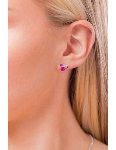Pendientes para Niña Minnie Mouse Rosa con Cristales de plata de ley - Disney AG0027P