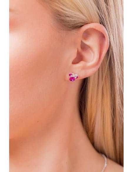 Pendientes para Niña Minnie Mouse Rosa con Cristales de plata de ley - Disney AG0027P