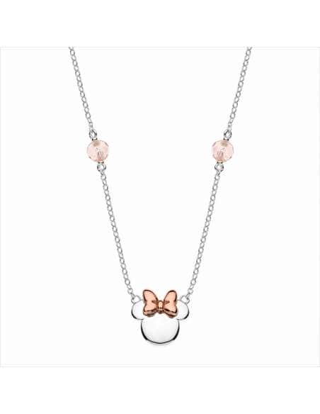 Collar Minnie Plata con Lazo Oro Rosa y Detalles Rosas - Disney AG0007C