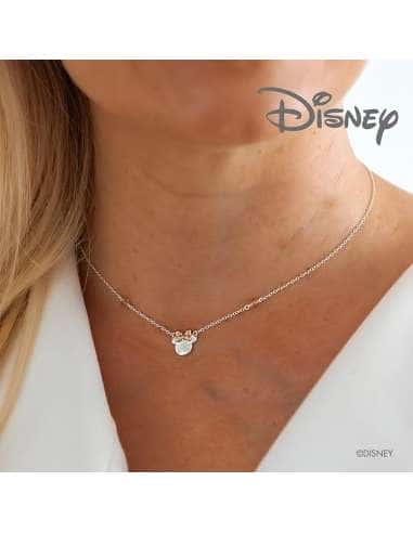 Collar Minnie Plata con Lazo Oro Rosa y Detalles Rosas - Disney AG0007C
