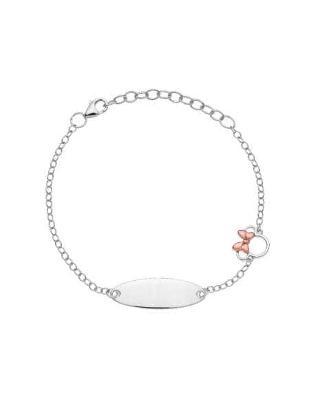 Pulsera esclava para Niña de Plata con Lazo Minnie en Oro Rosa - Disney AG0006B1