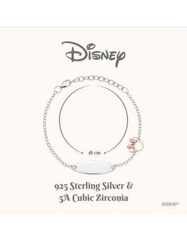 Pulsera esclava para Niña de Plata con Lazo Minnie en Oro Rosa - Disney AG0006B1