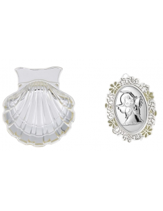 Set Infantil Concha y  Medallón de cuna - Global Argenti GA1155