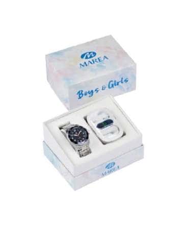 Reloj para Niño Deportivo con Correa de Acero y Esfera Blanca- Marea B41361/4