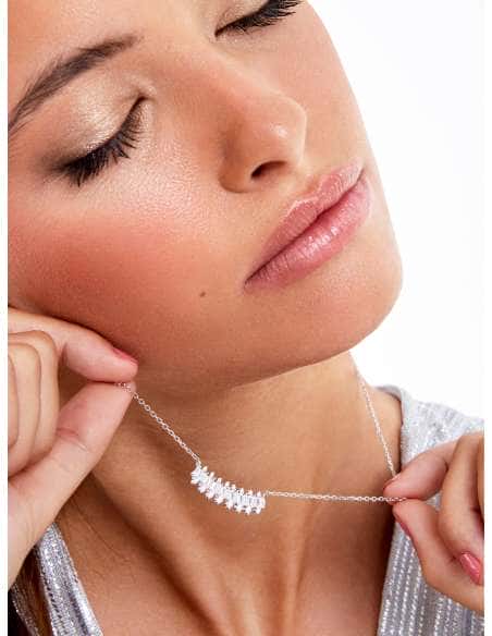 Collar para Mujer de Plata Wish circonitas Blancas con talla trapecio, redonda y navet - Marea D03207/AS