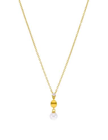 Collar para Mujer de Plata Ley baño de oro 18k con circonita y perla - Marea D03507/BB