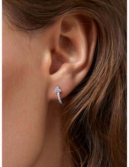 Pendientes para Mujer Hoop con Flor de Circonitas en Plata de Ley Bañada en Oro 18k - Marea D02101/CH