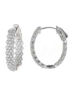 Pendientes para Mujer Ovalados en Plata de Ley Rodiada con Circonitas - Salvatore 136A0654