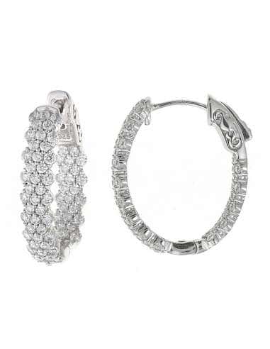 Pendientes para Mujer Ovalados en Plata de Ley Rodiada con Circonitas - Salvatore 136A0654