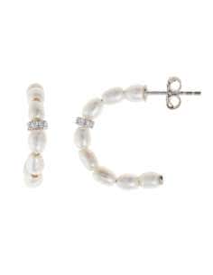 Pendientes para Mujer Aros en Plata de Ley con Perlas de Río y Circonitas - Salvatore 272A0017