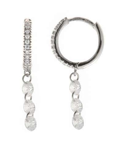 Pendientes para Mujer Aros de Plata de Ley Baño Rodio con Colgante de Circonitas - Salvatore 213A0565