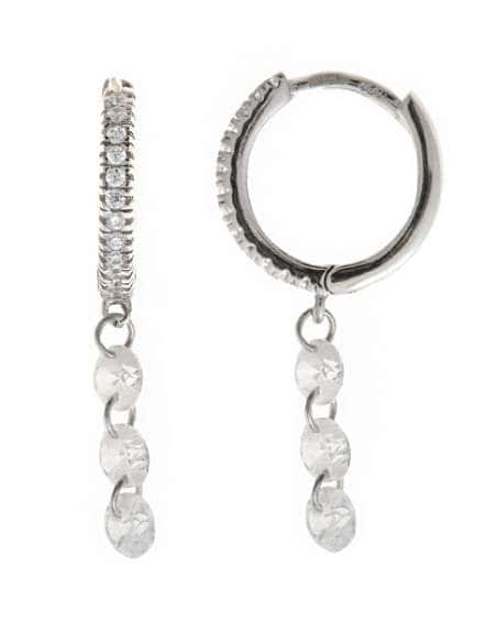 Pendientes para Mujer Aros de Plata de Ley Baño Rodio con Colgante de Circonitas - Salvatore 213A0565
