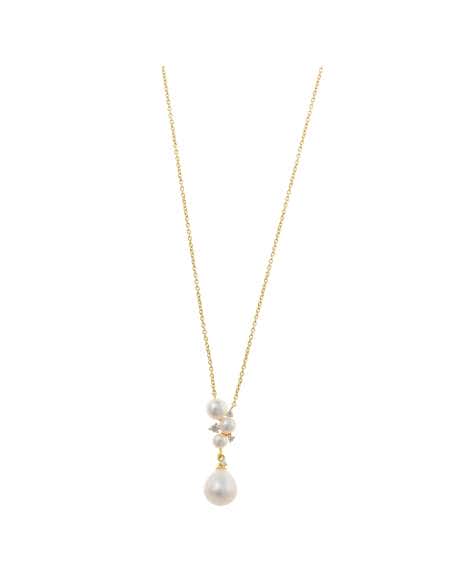 Collar para Mujer Plata de ley motivo de perlas y circonitas blancas - Salvatore 272C0011