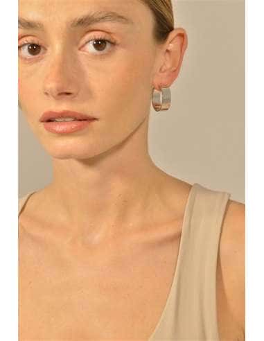Pendientes para Mujer Anchos Lisos en Plata Rodiada -Salvatore 268A0080