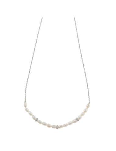 Collar para Mujer Plata de ley perlas con anillas con circonitas engastadas - Salvatore 2472C0018