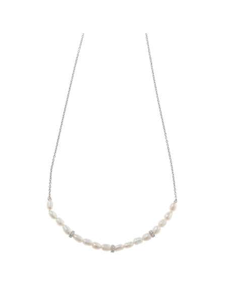 Collar para Mujer Plata de ley perlas con anillas con circonitas engastadas - Salvatore 2472C0018