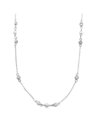 Collar para Mujer Plata de primera ley con Perlas y Circonitas -  Salvatore 164C0093