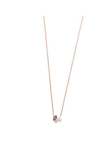 Collar para Mujer colgante formado por una perla, una circonita con una marquesa de color rosa - Salvatore 272C0003