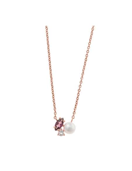 Collar para Mujer colgante formado por una perla, una circonita con una marquesa de color rosa - Salvatore 272C0003