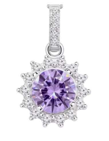 Collar para Mujer de plata Colgante Amatista con cerco de circonitas - Lotus LP3791-1/2