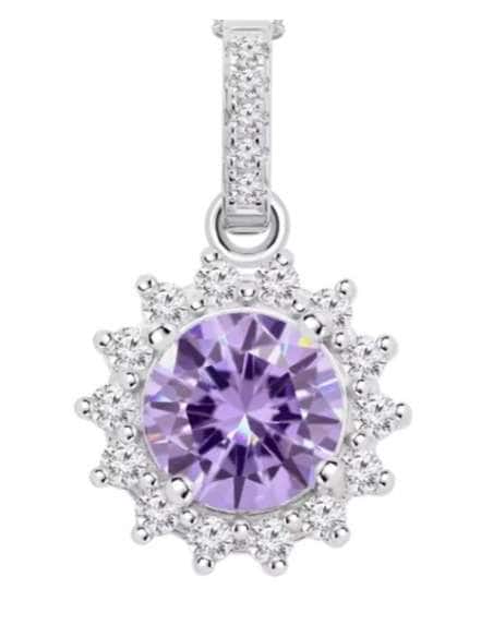 Collar para Mujer de plata Colgante Amatista con cerco de circonitas - Lotus LP3791-1/2
