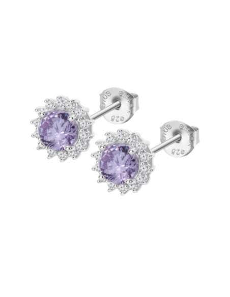 Pendientes para Mujer Halo en Plata con Circonita Lavanda - Lotus LP3791-4/2