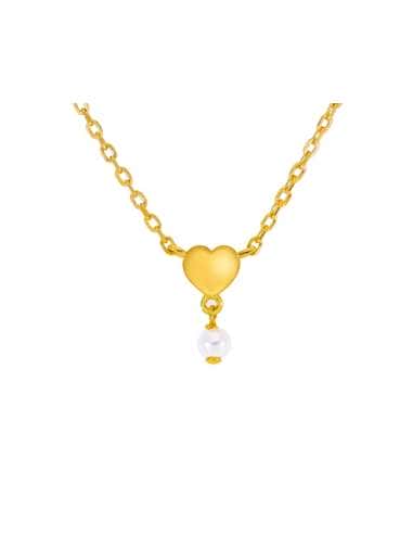 Collar para Mujer de Plata chapada en oro Corazón con perla - Marea D02907/AT