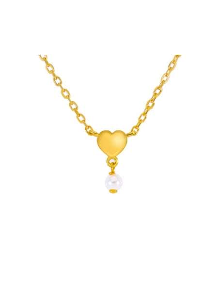 Collar para Mujer de Plata chapada en oro Corazón con perla - Marea D02907/AT