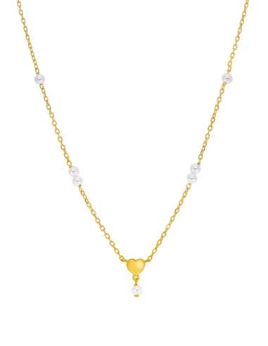 Collar para Mujer de Plata chapada en oro Corazón con perla - Marea D02907/AT