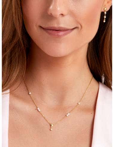 Collar para Mujer de Plata chapada en oro Corazón con perla - Marea D02907/AT