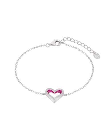 Pulsera para Mujer Corazón Rubí en Plata de Ley Rodiada con Circonitas - Marea D02903/AJ