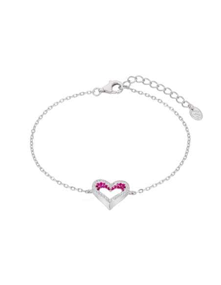 Pulsera para Mujer Corazón Rubí en Plata de Ley Rodiada con Circonitas - Marea D02903/AJ