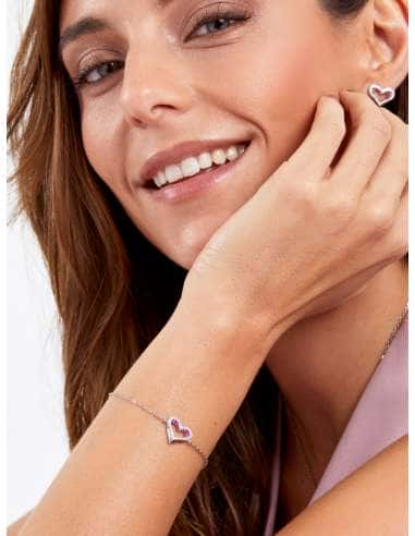 Pulsera para Mujer Corazón Rubí en Plata de Ley Rodiada con Circonitas - Marea D02903/AJ