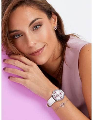 Pulsera para Mujer Corazón Rubí en Plata de Ley Rodiada con Circonitas - Marea D02903/AJ