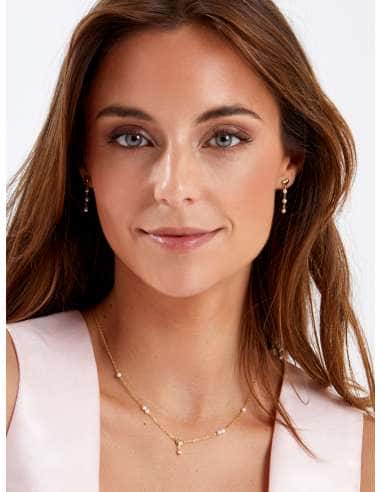 Pendientes para Mujer Pendientes Corazón Multiperla plata chapada en Oro - Marea D02901/AS