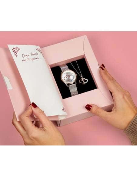 Anillo para Mujer Corazón Abierto Plata de Ley Rodiada con Circonitas Rubí - Marea D02906/AL14