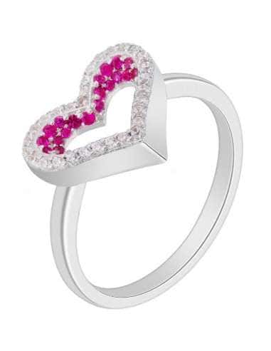 Anillo para Mujer Corazón Abierto Plata de Ley Rodiada con Circonitas Rubí - Marea D02906/AL14
