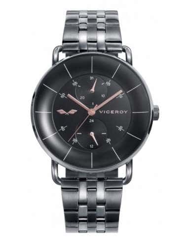 Reloj para Hombre Acero Negro con Esfera Multifunción y Detalles Rosados - Viceroy 42383-16